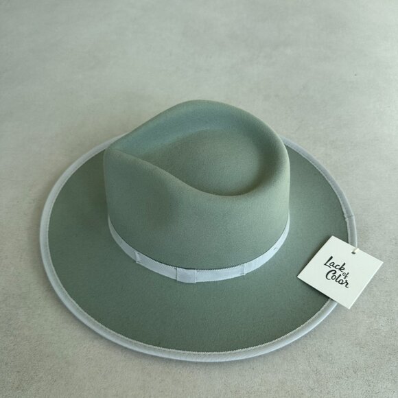NWT Lack Of Color The Rancher Wool Felt Fedora Hat In Sage Wide Brim main image 5